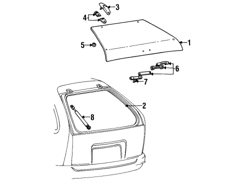 1998 Ford Taurus Lift Gate - Glass & Hardware Diagram