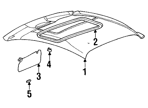2000 Mercury Cougar Sunvisor, Passenger Side Diagram for F8RZ6304104CAA