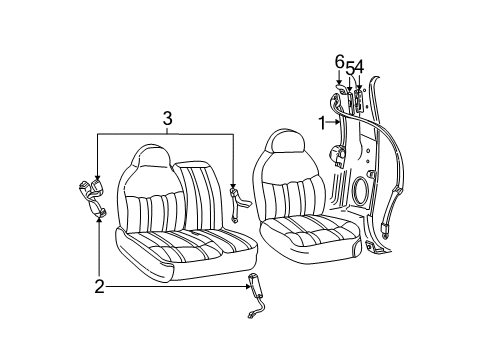 2002 Ford Expedition Front Seat Belts Diagram 1 - Thumbnail