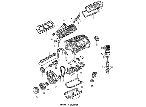 1993 Ford Tempo Valve Seals Diagram for E6DZ-6571-A