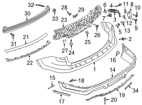 2019 Ford Explorer Impact Bar, Rear Diagram for BB5Z-17906-A