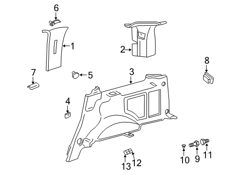 2005 Lincoln Navigator Interior Trim - Quarter Panels Diagram