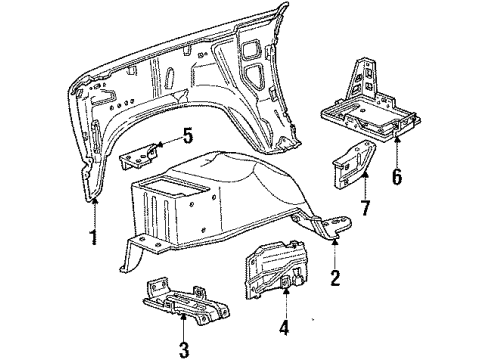 1985 Ford F-150 Fender, Front Passenger Side Diagram for E1TZ16005B