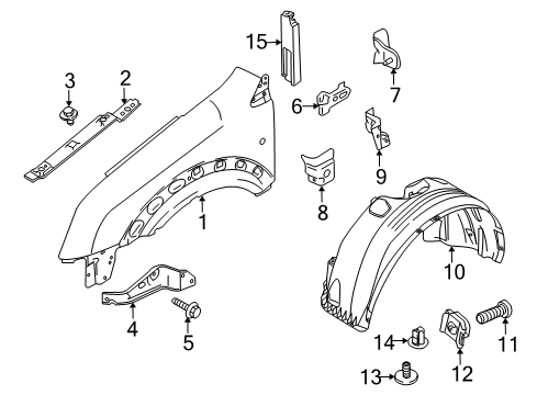 2012 Ford Transit Connect Fender & Components Diagram