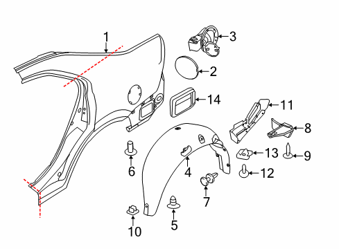 2012 Lincoln MKZ Quarter Panel & Components Diagram 1 - Thumbnail