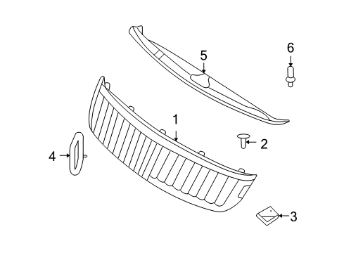 2006 Lincoln Zephyr Grille & Components Diagram