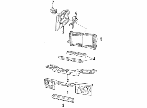 1987 Mercury Lynx Radiator & Components, Radiator Support, Cooling Fan Diagram