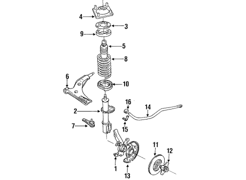 1991 Mercury Capri Bearing Seal, Front Inner Diagram for E7GZ-1S177-A