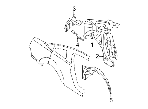 2006 Ford Mustang Inner Structure - Quarter Panel Diagram 2 - Thumbnail