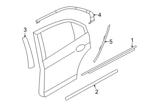 2007 Ford Fusion Exterior Trim - Rear Door Diagram