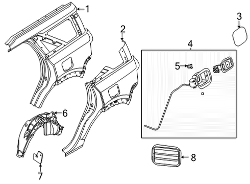 2022 Ford Bronco Sport Quarter Panel & Components Diagram