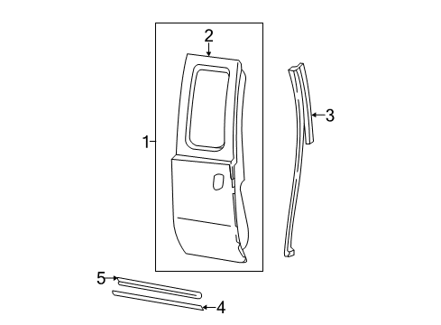 2014 Ford F-250 Super Duty Rear Door & Components, Exterior Trim Diagram