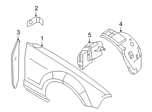 2008 Ford Mustang Fender Liner, Front Passenger Side Diagram for 5R3Z-16102-BA