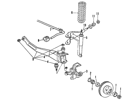 1994 Ford Explorer Front Suspension, Stabilizer Bar Diagram 3 - Thumbnail