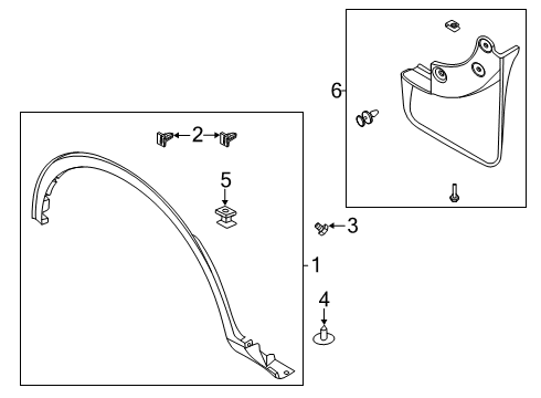 2022 Ford Escape Mud Guard, Front Diagram for LJ6Z-16A550-AA