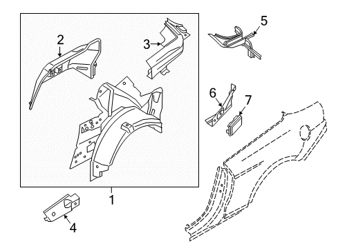 2021 Ford Mustang Inner Structure - Quarter Panel Diagram 1 - Thumbnail