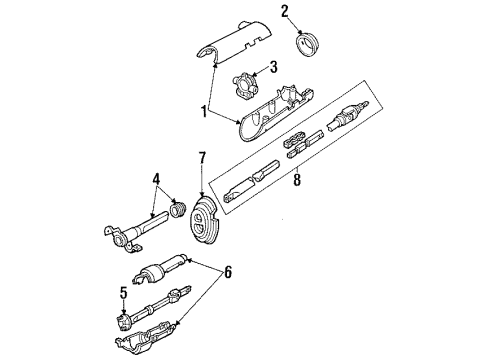 1985 Mercury Grand Marquis Steering Column Housing & Components, Shaft & Internal Components, Shroud, Switches & Levers Diagram