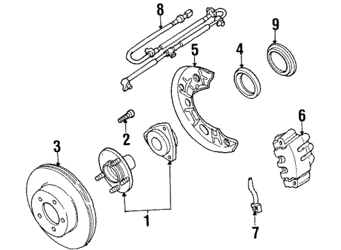 2001 Mercury Mountaineer Front Brakes Diagram 2 - Thumbnail