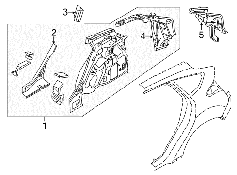 2014 Ford Focus Inner Structure - Quarter Panel Diagram 1 - Thumbnail