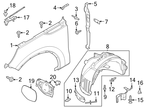 2022 Lincoln Aviator Rear Shield, Driver Side Diagram for LB5Z-16G555-C