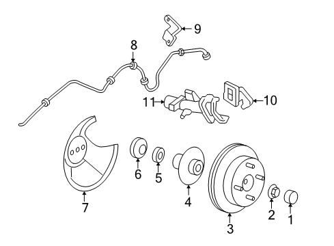 2004 Ford Focus Flex Hose, Rear Passenger Side Diagram for YS4Z-2282-AA