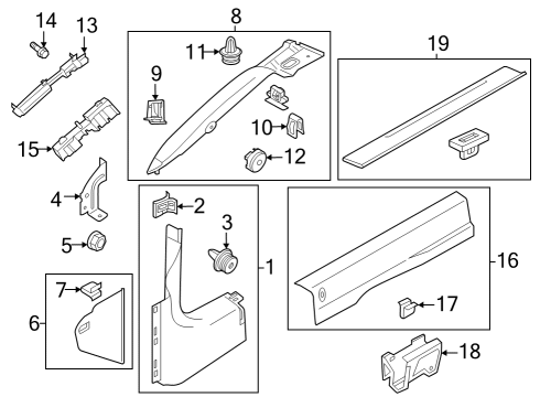 2024 Ford Mustang Upper Trim Panel Retainer Clip, Lower Diagram for -W715980-S900
