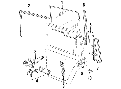 1989 Mercury Colony Park Rear Door Glass & Hardware, Lock & Hardware Diagram