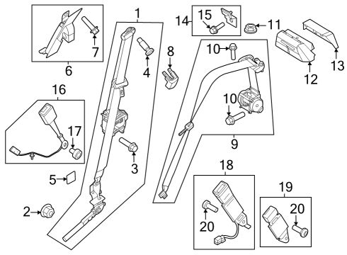 2023 Ford F-250 Super Duty Front Seat Belts Diagram 1 - Thumbnail