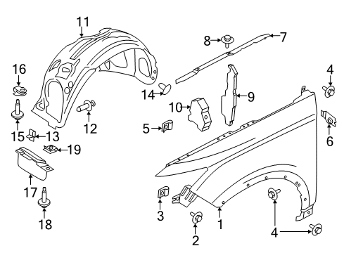 2016 Lincoln MKC Fender & Components Diagram