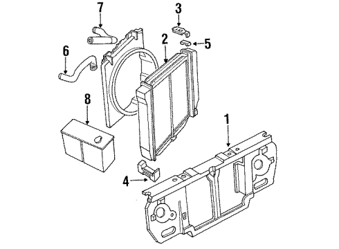 1990 Ford Ranger Radiator & Components, Radiator Support Diagram 3 - Thumbnail