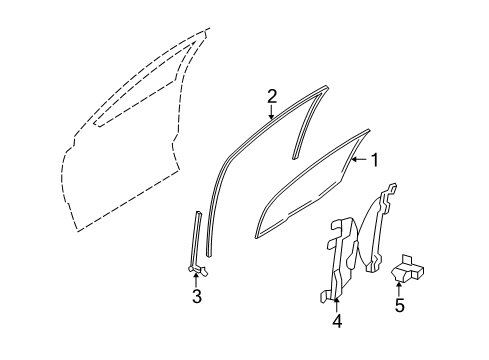2008 Mercury Sable Front Door - Glass & Hardware Diagram