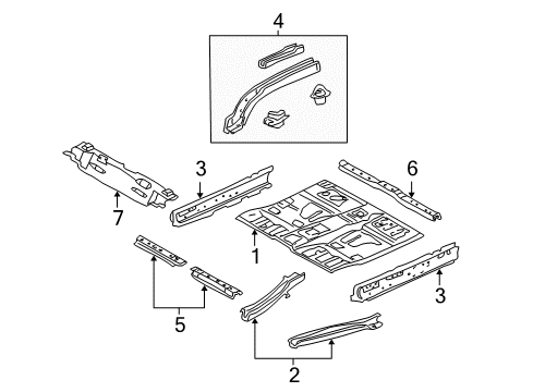 2005 Ford Escape Floor Pan, Front Diagram for 5L8Z-7811135-AA