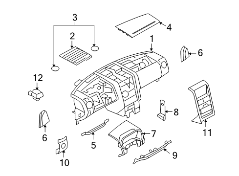 2009 Ford Explorer Sport Trac Instrument Panel Components Diagram
