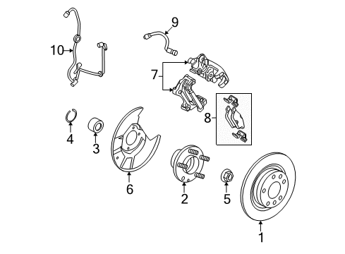 2008 Mercury Milan Brake Components, Brakes Diagram 2 - Thumbnail