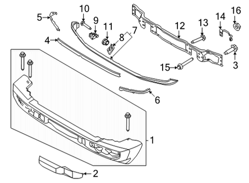 2023 Ford Bronco Bumper, Front Diagram for M2DZ-17D957-AA