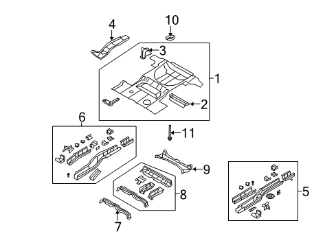 2010 Ford Edge Rear Floor & Rails Diagram