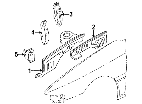 1996 Ford Escort Radiator Support Bracket, Passenger Side Diagram for F1CZ-8B455-A