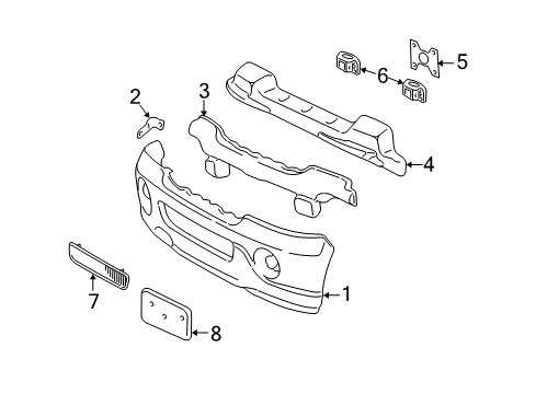 2004 Lincoln Navigator Bumper Grille Diagram for 2L7Z-17D635-AAA