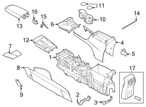 2022 Ford Bronco Sport Console Base, Center Diagram for M1PZ-78045A36-AB