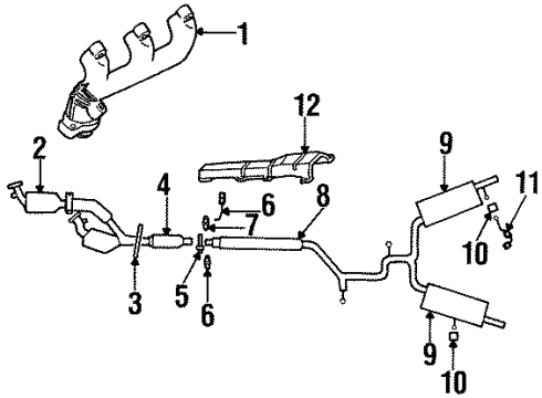 1993 Ford Taurus Exhaust Components, Exhaust Manifold Diagram 3 - Thumbnail