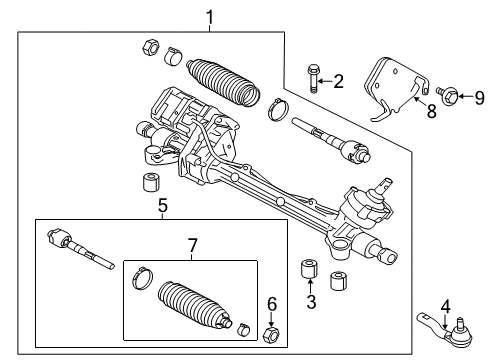 2010 Mercury Milan Outer Tie Rod, Passenger Side Diagram for AE5Z-3A130-C