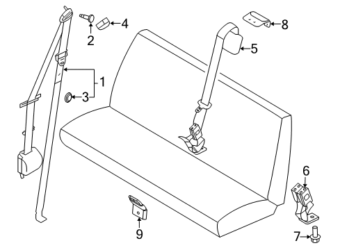 2012 Ford E-150 Rear Seat Belts Diagram 2 - Thumbnail