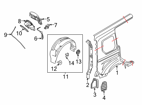 2015 Ford Transit Connect Side Panel & Components Diagram 5 - Thumbnail