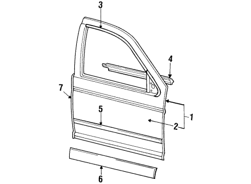 1986 Mercury Sable Belt Weatherstrip, Driver Side Diagram for F4DZ7421453A