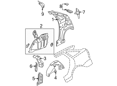 2007 Ford Focus Inner Structure - Quarter Panel Diagram 2 - Thumbnail