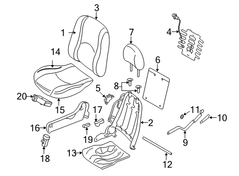 2008 Ford Escape Seat Cushion Pad, Front Driver Side Diagram for 6L8Z-78632A23-B
