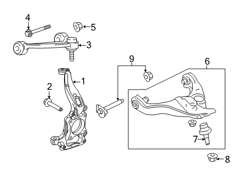 2008 Ford Expedition Front Suspension, Control Arm Diagram 2 - Thumbnail
