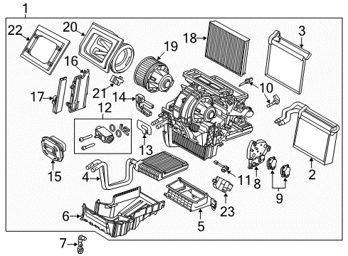2017 Ford C-Max A/C Evaporator & Heater Components Diagram