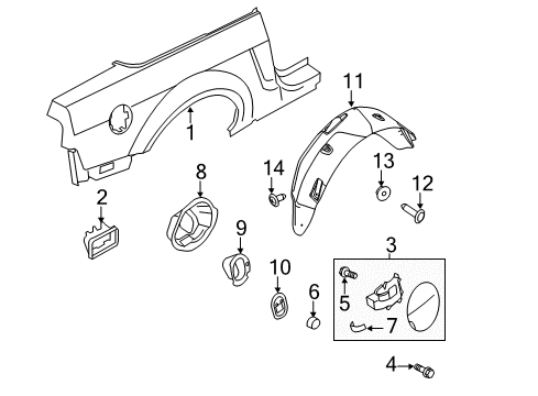 2014 Ford Mustang Fuel Door Screw Diagram for -W505144-S450B