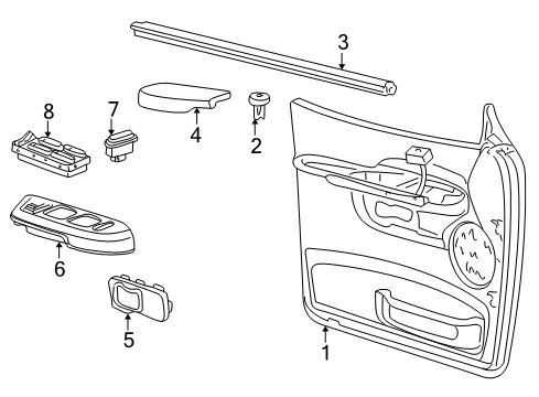 2003 Ford Explorer Sport Armrest Pad, Front Passenger Side Diagram for 3L2Z-9824100-AAB